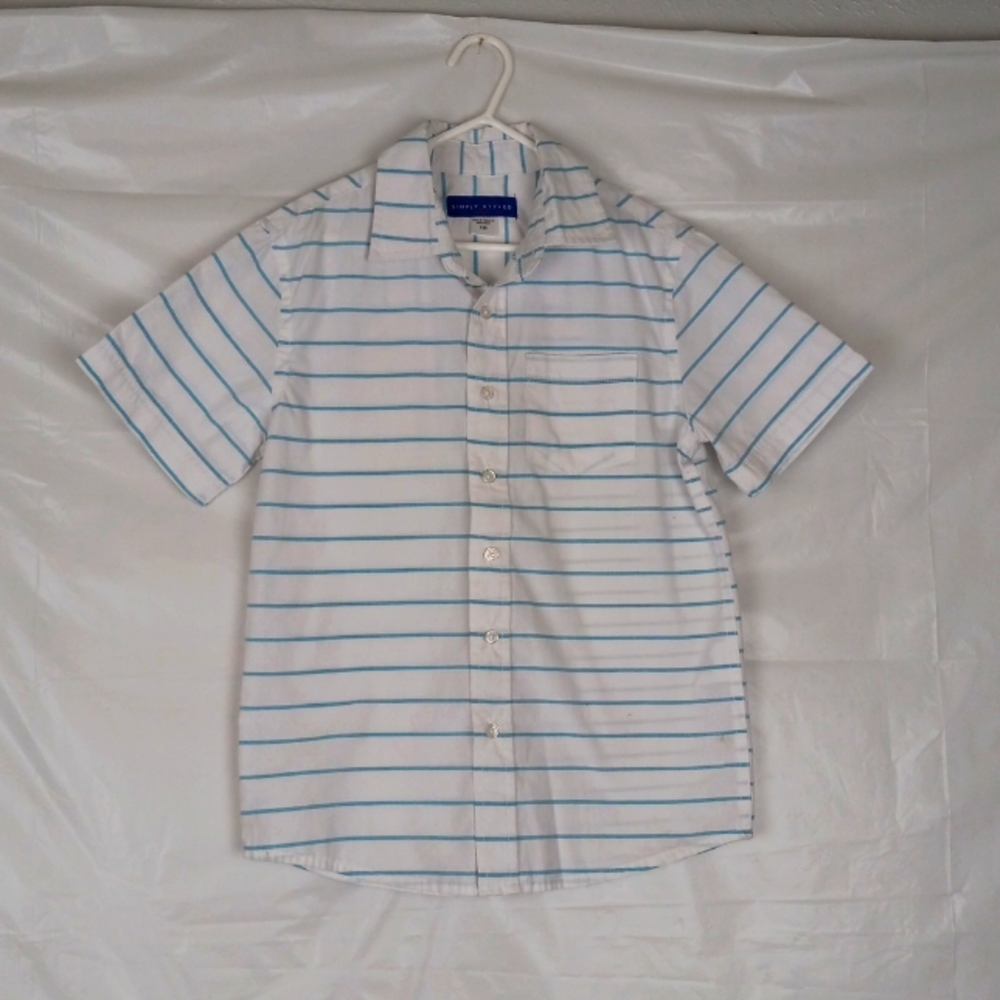 Simply Styled boys button white with blue strips shirt